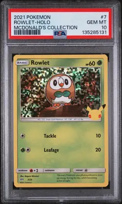 2021 POKEMON MCDONALD'S COLLECTION #7 ROWLET-HOLO PSA 10 - Image 1