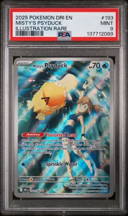 2025 POKEMON DRI EN-DESTINED RIVALS ILLUSTRATION RARE #193 MISTY'S PSYDUCK PSA 9 - Image 1