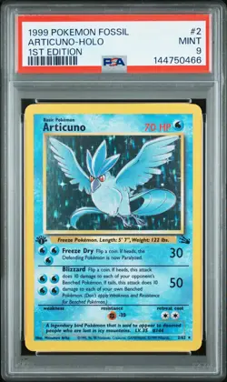 1999 POKEMON FOSSIL 1ST EDITION #2 ARTICUNO-HOLO PSA 9 - Image 1