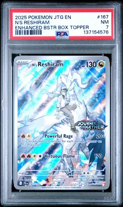 2025 POKEMON JTG EN-JOURNEY TOGETHER #167 N'S RESHIRAM PSA 7 - Image 1