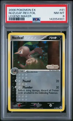 2006 POKEMON EX LEGEND MAKER #41 NUZLEAF-REVERSE FOIL PSA 8 - Image 1