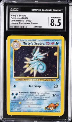 2000 POKEMON GYM HEROES LEAGUE PRERELEASE PROMO #9 MISTY'S SEADRA CGC 8.5 - Image 1