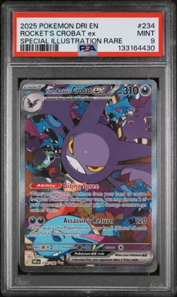 2025 POKEMON DRI SPECIAL ILLUSTRATION RARE #234 TEAM ROCKET'S CROBAT EX PSA 9 - Image 1