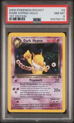 2000 POKEMON ROCKET 1ST EDITION #9 DARK HYPNO-HOLO PSA 8 - Image 1