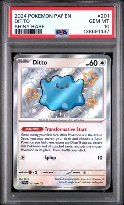 2024 POKEMON PAF EN-PALDEAN FATES SHINY RARE #201 DITTO PSA 10 - Image 1