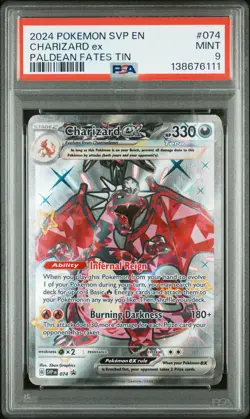 2024 POKEMON SVP EN-SV BLACK STAR PROMO PALDEAN FATES TIN CHARIZARD EX PSA 9 - Image 1