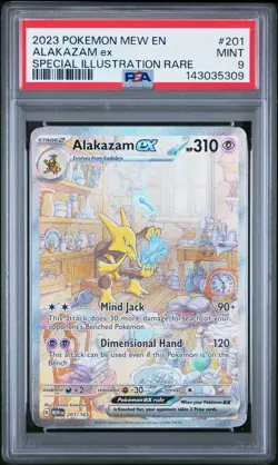 2023 POKEMON MEW EN-151 SPECIAL ILLUSTRATION RARE #201 ALAKAZAM EX PSA 9 - Image 1