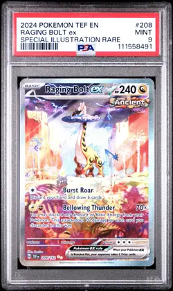 2024 POKEMON TEMPORAL FORCES SPECIAL ILLUSTRATION RARE RAGING BOLT EX PSA 9 - Image 1