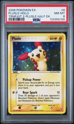 2006 POKEMON EX TRAINER KIT 2 PLUSLE HALF DECK #6 PLUSLE-HOLO PSA 8 - Image 1