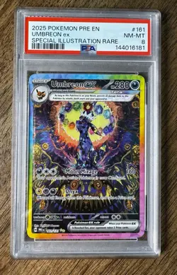 PSA 8 NM/Mint Pokemon Umbreon Ex #161 Ultra Rare- Prismatic Evolutions-2025 - Image 2