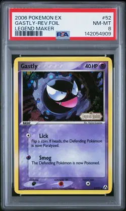 2006 POKEMON EX LEGEND MAKER #52 GASTLY-REVERSE FOIL PSA 8 - Image 1