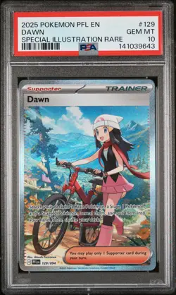 2025 POKEMON PFL EN-PHANTASMAL FLAMES SPECIAL ILLUSTRATION RARE #129 DAWN PSA 10 - Image 1