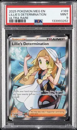 2025 POKEMON MEG EN-MEGA EVOLUTION ULTRA RARE #169 LILLIE'S DETERMINATION PSA 9 - Image 1