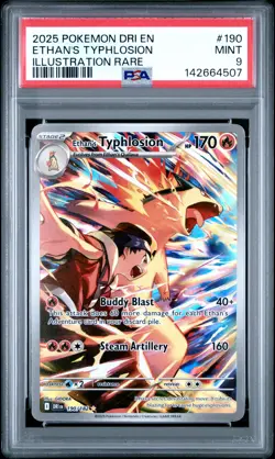 2025 POKEMON DRI EN-DESTINED RIVALS ILLUSTRATION RARE ETHAN'S TYPHLOSION PSA 9 - Image 1