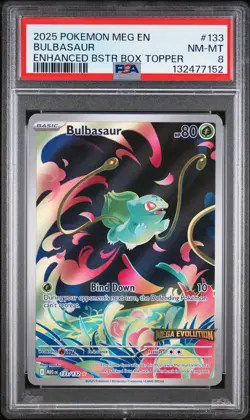 2025 POKEMON MEG EN-MEGA EVOLUTION ENHANCED BOOSTER BOX TOPPER BULBASAUR PSA 8 - Image 1