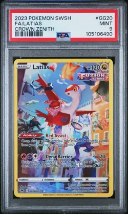 2023 POKEMON SWORD & SHIELD CROWN ZENITH #GG20 FULL ART/LATIAS PSA 9 - Image 1