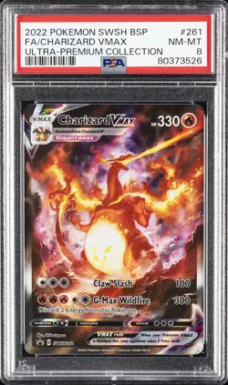 2022 POKEMON SWSH BLACK STAR PROMO #261 FULL ART/CHARIZARD VMAX PSA 8 - Image 1