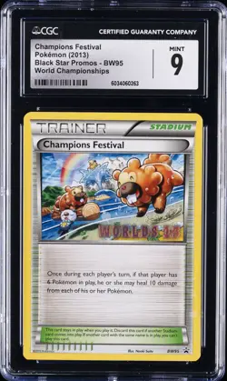 2013 POKEMON BLACK STAR PROMOS WORLD CHAMP #BW95 CHAMPIONS FESTIVAL CGC 9 - Image 1