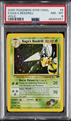 2000 POKEMON GYM CHALLENGE HOLO #9 KOGA'S BEEDRILL PSA 8 - Image 1