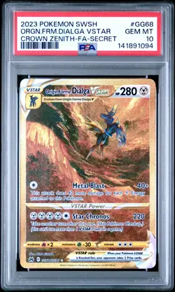 2023 POKEMON CROWN ZENITH SECRET #GG68 FULL ART/ORIGIN FORME DIALGA VSTAR PSA 10 - Image 1