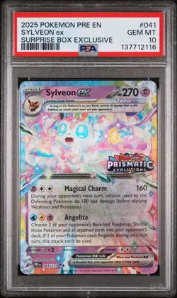 2025 POKEMON PRISMATIC EVOLUTIONS SURPRISE BOX EXCLUSIVE #041 SYLVEON EX PSA 10 - Image 1