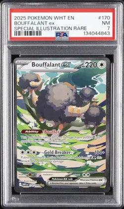 2025 POKEMON WHT EN-WHITE FLARE SPECIAL ILLUSTRATION RARE BOUFFALANT EX PSA 7 - Image 1