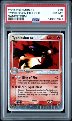 2003 POKEMON EX SANDSTORM #99 TYPHLOSION EX-HOLO PSA 8 - Image 1