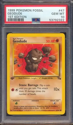 1999 POKEMON FOSSILL GEODUDE #47 1ST EDITION PSA 10! - Image 1