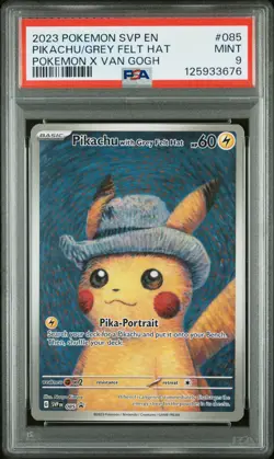 2023 POKEMON SVP EN-SV BLACK STAR PROMO #085 PIKACHU WITH GREY FELT HAT PSA 9 - Image 1