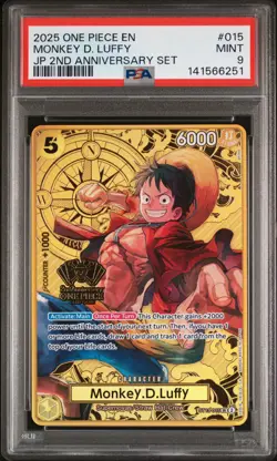 2025 ONE PIECE JAPANESE 2ND ANNIVERSARY SET ENG #ST13-015 MONKEY D LUFFY PSA 9 - Image 1