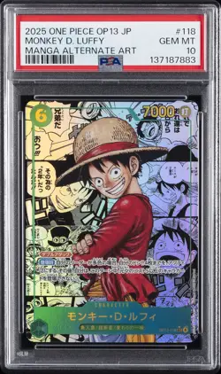 2025 ONE PIECE JPN CARRYING ON HIS WILL MANGA ALT ART MONKEY D. LUFFY PSA 10 - Image 1