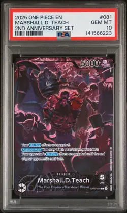 2025 ONE PIECE ENGLISH 2ND ANNIVERSARY SET OP09-081 MARSHALL D TEACH PSA 10 - Image 1