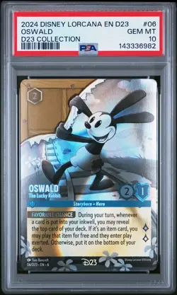 2024 DISNEY LORCANA EN D23-D23 EXPO PROMO #06 OSWALD - THE LUCKY RABBIT PSA 10 - Image 1