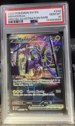 Pokemon TCG Miraidon EX Scarlet & Violet Holo Ultra Rare Card 244/198 PSA 10 - Image 1