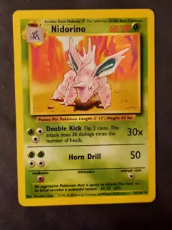 Nidorino 37/102 - Common 1999 English Base Set Pokemon Card - Image 1