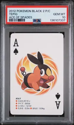 2012 POKEMON BLACK 2 PLAYING CARDS ACE OF SPADES TEPIG PSA 10 - Image 1