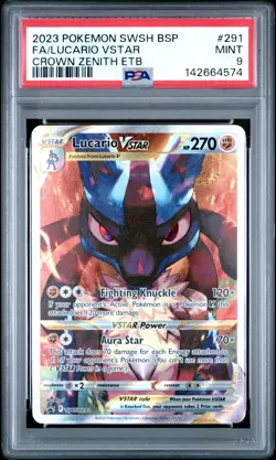 2023 POKEMON SWSH BLACK STAR PROMO #291 FULL ART/LUCARIO VSTAR PSA 9 - Image 1
