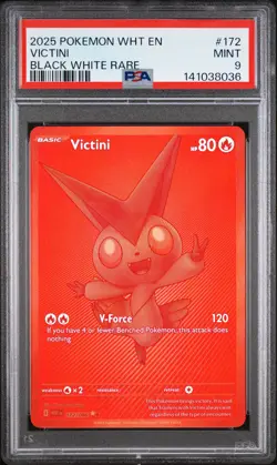 2025 POKEMON WHT EN-WHITE FLARE BLACK WHITE RARE #172 VICTINI PSA 9 - Image 1