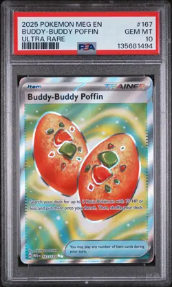 2025 POKEMON MEG EN-MEGA EVOLUTION ULTRA RARE #167 BUDDY-BUDDY POFFIN PSA 10 - Image 1