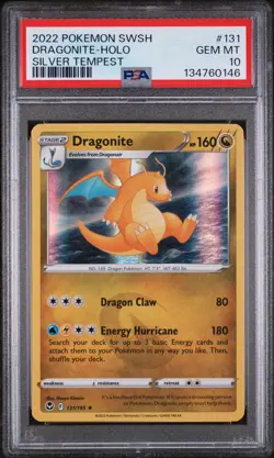 2022 POKEMON SWORD & SHIELD SILVER TEMPEST #131 DRAGONITE-HOLO PSA 10 - Image 1