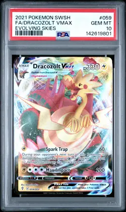 2021 POKEMON SWORD & SHIELD EVOLVING SKIES #059 FULL ART/DRACOZOLT VMAX PSA 10 - Image 1