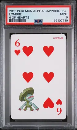 2015 POKEMON ALPHA SAPPHIRE PLAYING CARDS 6 OF HEARTS LOMBRE PSA 9 - Image 1