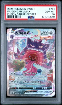 2021 POKEMON SWORD & SHIELD FUSION STRIKE SECRET FULL ART/GENGAR VMAX PSA 10 - Image 1