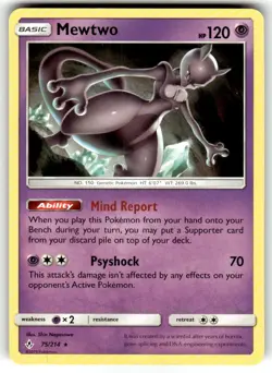 Mewtwo 75/214 - S&M Unbroken Bonds Rare Pokemon Card (NON-HOLO) - Image 1