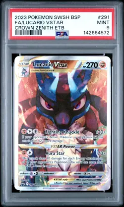 2023 POKEMON SWSH BLACK STAR PROMO #291 FULL ART/LUCARIO VSTAR PSA 9 - Image 1