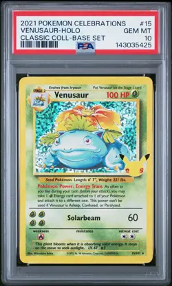2021 POKEMON CELEBRATIONS CLASSIC COLLECTION #15 VENUSAUR-HOLO PSA 10 - Image 1