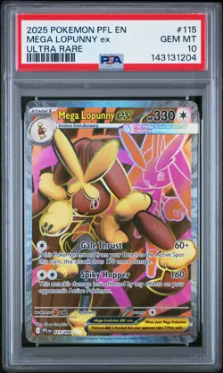 2025 POKEMON PFL EN-PHANTASMAL FLAMES ULTRA RARE #115 MEGA LOPUNNY EX PSA 10 - Image 1