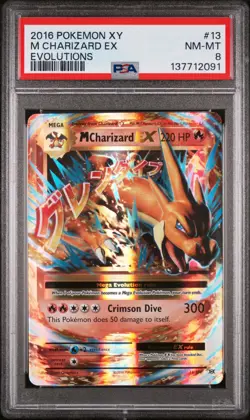 2016 POKEMON XY EVOLUTIONS #13 M CHARIZARD EX PSA 8 - Image 1