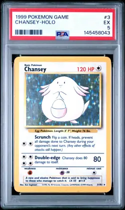 1999 POKEMON BASE SET UNLIMITED #3 CHANSEY-HOLO PSA 5 - Image 1