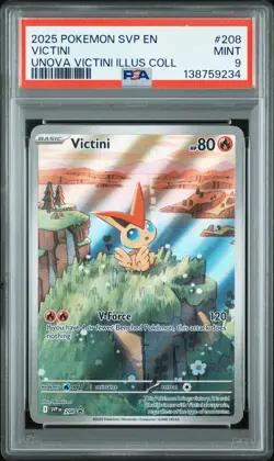 2025 POKEMON SVP PROMO UNOVA VICTINI ILLUSTRATION COLLECTION #208 VICTINI PSA 9 - Image 1